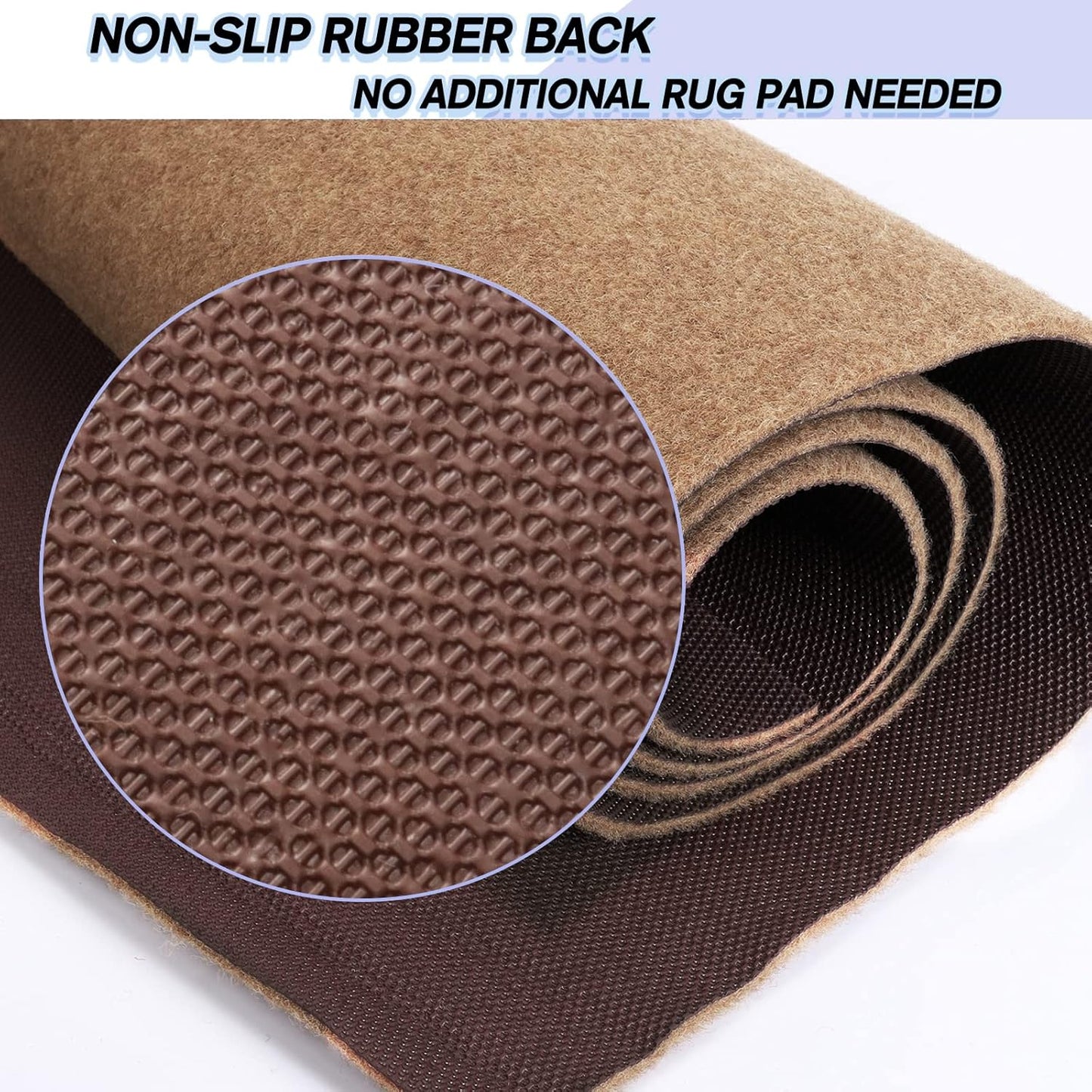 Custom Size Backed Non-Slip Area Rugs Runner, Easy Clean, Waterproof Runner Rugs for Hallway Entryway, Kitchen, Laundry, 2FT x 45FT, Beige