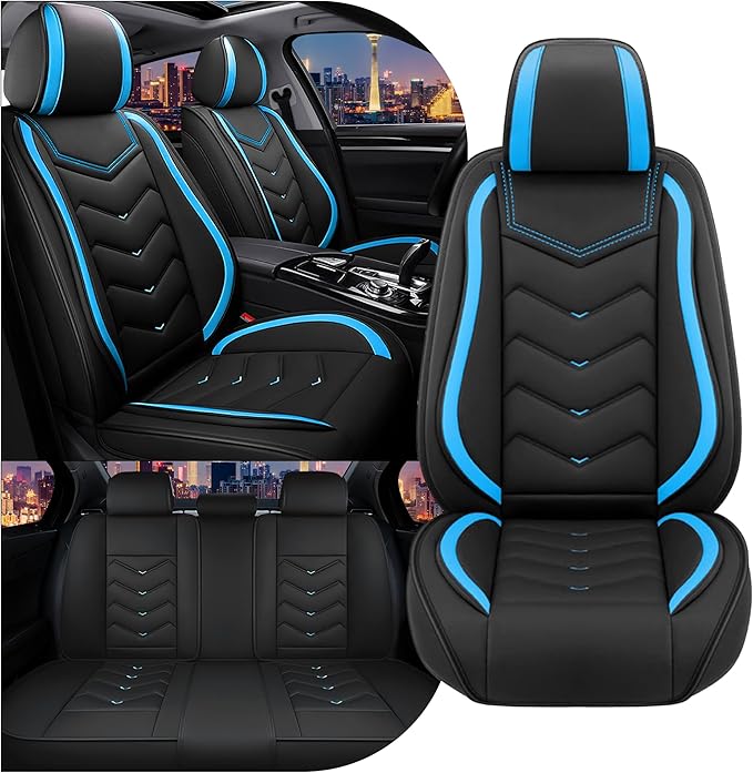 CTDS Car Seat Covers for Nissan Pathfinder 2000-2026, Stylish Sport Seat Cover, Premium Nappa Leather Car Seat Cover. Automobile Seat Covers Sets.(Standard 5 Seats/Black Blue)