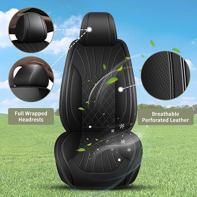 Car Seat Covers Front Seats for Honda CR-V CRV 2015-2025 2026, Breathable Cooling Ice Silk Leather Car Seat Covers, 2 Seats Vehicle Seat Protector Seat Cushion Auto Accessories (Black)
