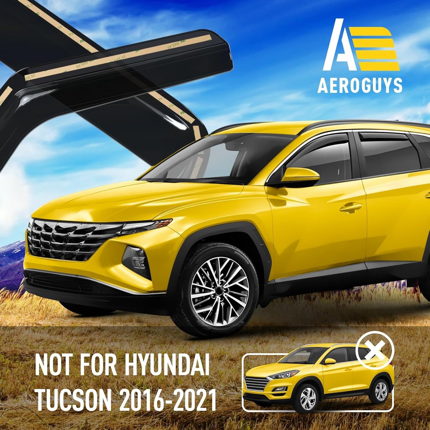 Extra Durable Window Deflectors in-Channel Window Visors Rain Guards Fit for Hyundai Tucson 2022-2025, Sun Visors, Wind Vent for Shades, Exterior Car Accessories - 4pcs. AG0943