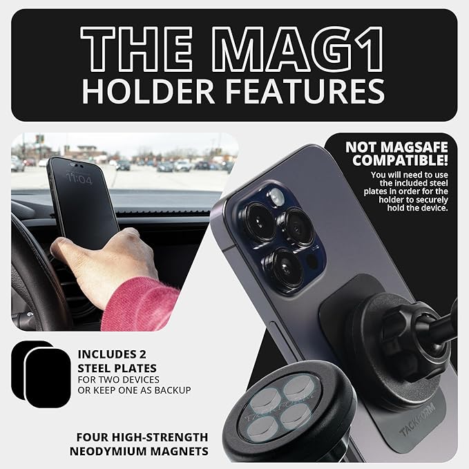 Tackform LINK Vent Phone Mount Compatible with 2015-2020 Ford F-150, 2017-2021 Super Duty, 2018-2021 Expedition | Aluminum | Universal Magnetic Holder | 2" Arm | Purple Knob | (NOT MAGSAFE Compatible)
