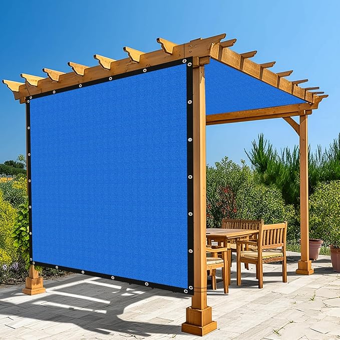 Amagenix 90% Pergola Shade Cover 5' X 9' Sun Shade Cloth with Grommets for Outdoor Garden Patio Porch, Commercial Grade 200 GSM - Cable Zip Ties Included (We Customized) GN108, Blue