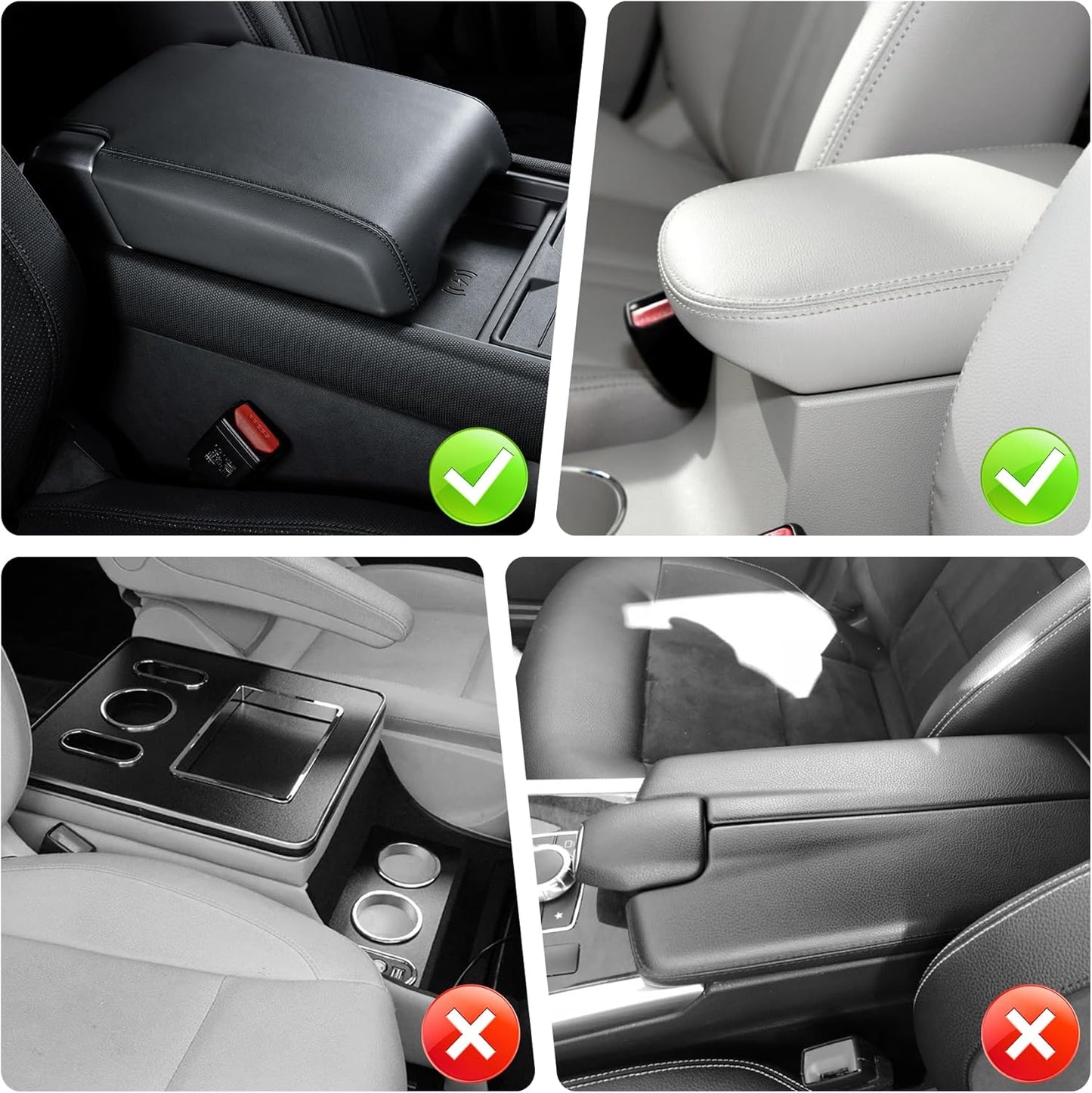 SINGARO Car Leather Center Console Cover with 2 Storage Bags, Universal Furry Fluffy Car Armrest Seat Box Pad, Comfortable Car Interior Accessories, Fits for Most Vehicles (Grey)