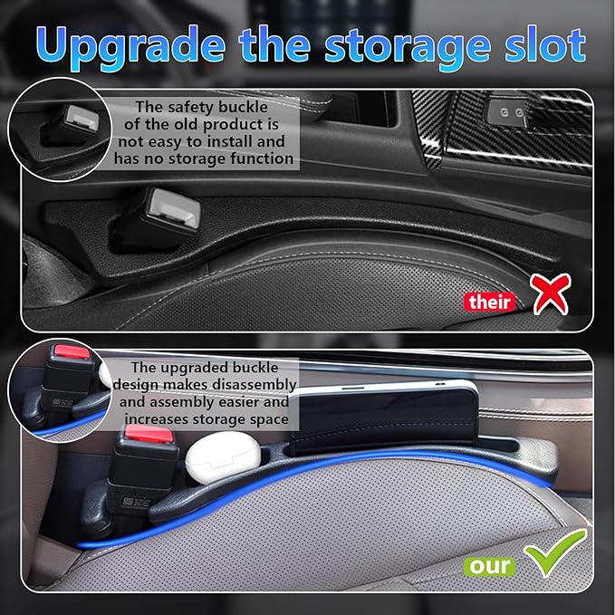 【Compatible with Toyota Camry】 Seat Gap Filler，No Drop Seat Guard Compatible with Toyota Camry,Drop Seat Guards for Cars(2Pcs),Emergency Keychain Car Escape Tool(2Pcs)