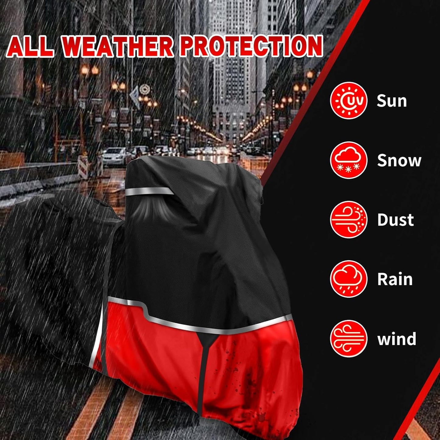 420D Motorcycle Cover Suitable for Honda GL1500, GL1800, Valkyrie Interstate, Oxford Cloth Waterproof Motorcycle Cover Easy to Clean Tear-Resistant All Weather Protection for Outdoor Protection