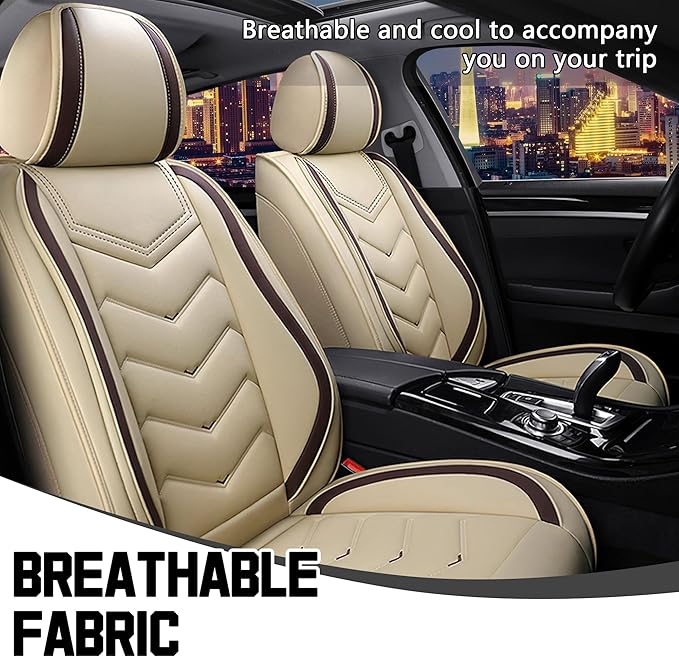 CTDS Car Seat Covers for Nissan Altima 2001-2026, Stylish Sport Seat Cover, Premium Nappa Leather Car Seat Cover. Automobile Seat Covers Sets.(Standard 2 Seats/Beige)