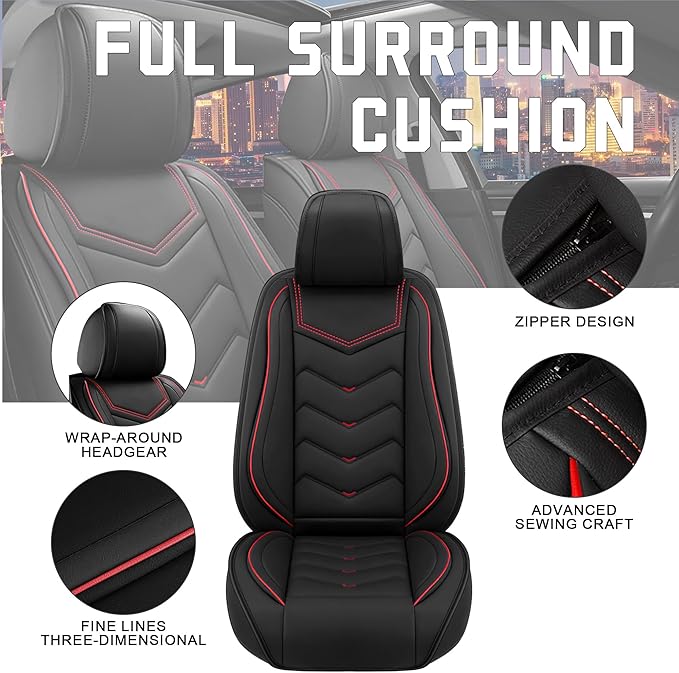 CTDS Car Seat Covers for Nissan Altima 2001-2026, Stylish Sport Seat Cover, Premium Nappa Leather Car Seat Cover. Automobile Seat Covers Sets.(Standard 5 Seats/Black)