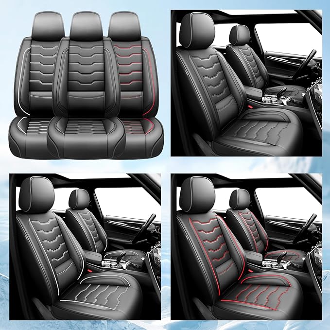 Fit CRV Car Seat Covers Premium Leather for Honda CRV cr-v 2011-2025 2026. Waterproof， Breathable, Scratch-Resistant & All-Weather Seat Cushion Protector (Full Set,Black)