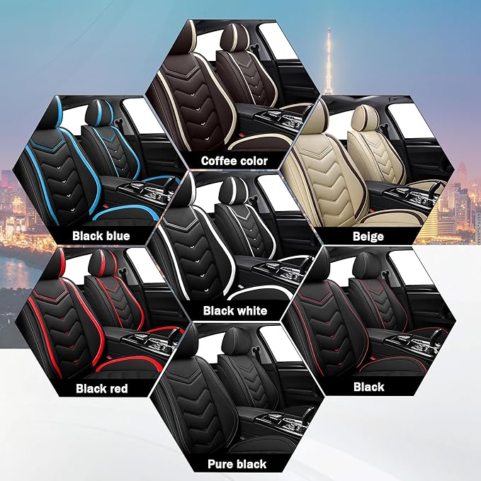 CTDS Car Seat Covers for Hyundai Kona 2018-2026, Stylish Sport Seat Cover, Premium Nappa Leather Car Seat Cover. Automobile Seat Covers Sets.(Standard 2 Seats/Pure Black)