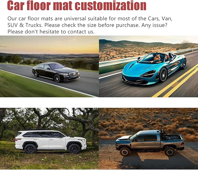 Custom Personalized Floor Mats for Cars，Luxury Full Coverage All Weather Car Floor Mats，Anti-Slip Leather Car Mat Set ，Custom Floor Mats for 99% of Cars, Trucks & SUVs (Dark Brown)