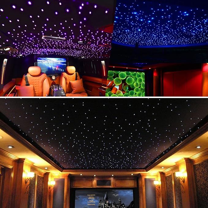 CHINLY 570pcs Starlight Headliner Kit,Twinkle Star Lights for Car Ceiling,APP Star Light Headliner Kit,Music Mode Starlights Headliner Kit,Fiber Optic Lights Star Light, (0.03in+0.04in+0.06in)*9.8ft