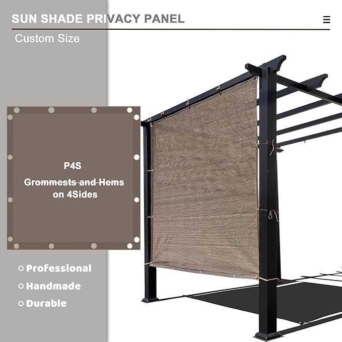 Alion Home Sun Shade Privacy Panel with Grommets and Hems on 4 Sides for Patio, Awning, Window, Pergola or Gazebo - Mocha Brown (8' x 14')