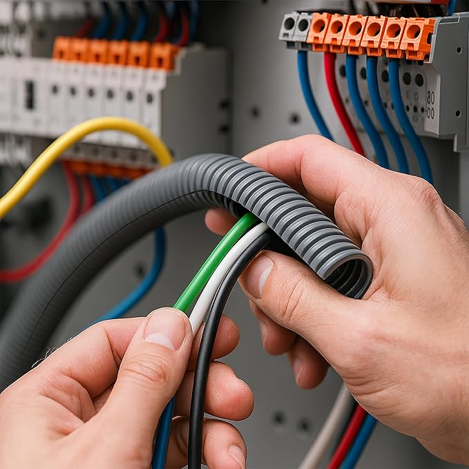 Electriduct Split Wire Loom Tubing Polyethylene Corrugated Flexible Conduit - 1/4" Nominal Size - 20 Feet - Gray