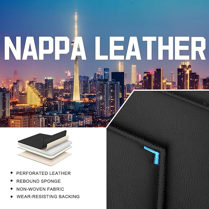 CTDS Car Seat Covers for Honda HR-V 2016-2026, Stylish Sport Seat Cover, Premium Nappa Leather Car Seat Cover. Automobile Seat Covers Sets.(Luxury 5 Seats/Black Blue)