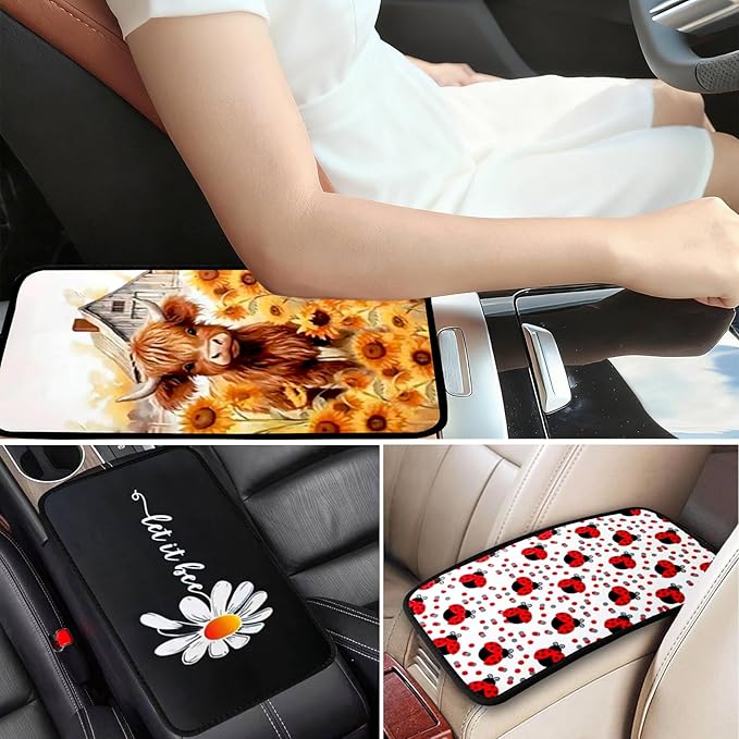 Black Cat Vehicle Center Console Armrest Cover Pad,Black Cat Car Accessories Soft Middle Console Cushion Pad,Auto Arm Rest Mat Decor Cats Gifts for Women Men Dad for Most Vehicle SUV Truck