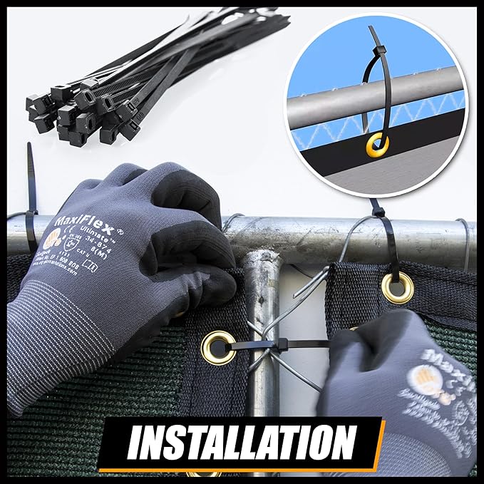 Royal Shade 5' x 25' Beige Fence Privacy Screen Windscreen Cover Netting Mesh Fabric Cloth - Cable Zip Ties Included (We Make Custom Size)
