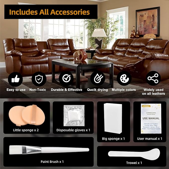 Leather Recoloring Balm, Leather Color Restorer, Leather Restorer for Couches, Leather Scratch Remover, Leather Scratch Repair, Leather Repair Kit for Furniture, Leather Dye (Beige)