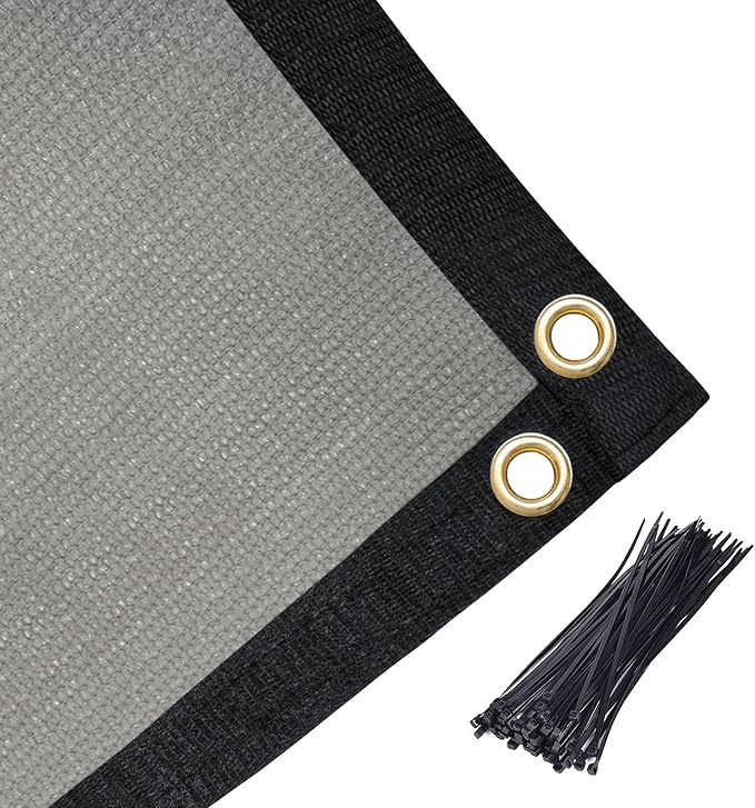 Amagenix 90% Shade Fabric 7'X 12' Gray Sun Shade Cloth with Grommets for Pergola Replacement Shade Cover Canopy, Heavy Duty, Cable Zip Ties Included (We Customized)