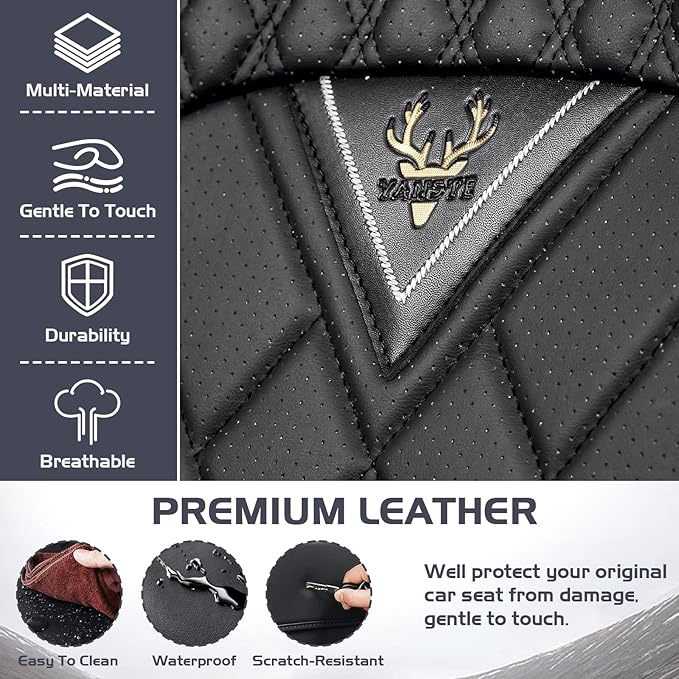 Truck Seat Covers for Toyota Tundra 2008-2026, Waterproof Premium Leather Full Coverage Car Seat Cover, Muscle Sport Style Auto Interior Seat Cover Sets (Front Set/Black Red)