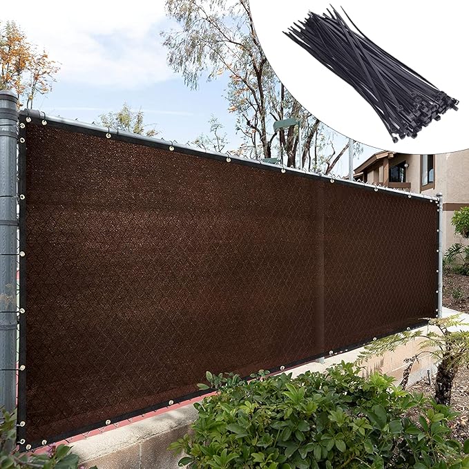 Royal Shade Custom Size 6' x 137' Brown Fence Privacy Screen Windscreen Cover Netting Mesh Fabric Cloth - Cable Zip Ties Included (We Make Custom Size)