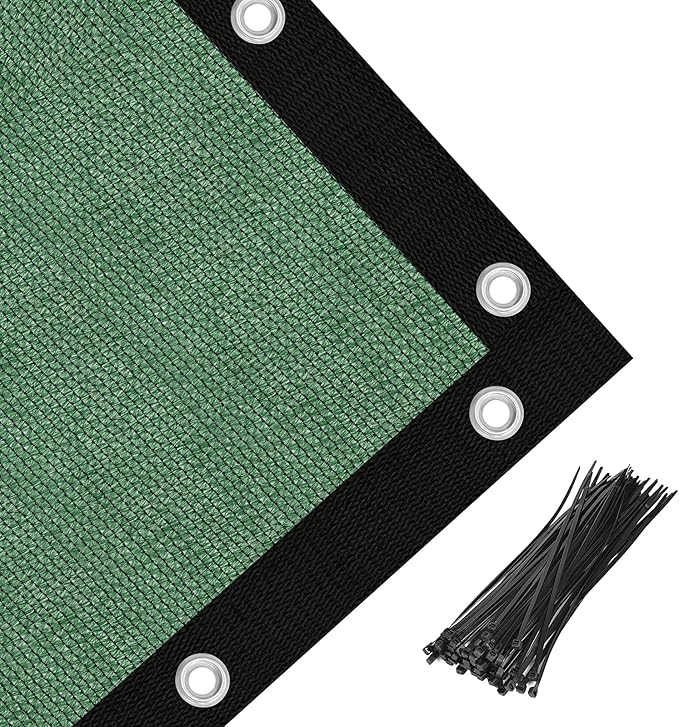 Amagenix 90% Pergola Shade Cover 10' X 16' Sun Shade Cloth with Grommets for Outdoor Garden Patio Porch, Commercial Grade 200 GSM - Cable Zip Ties Included (We Customized) GN108, Green