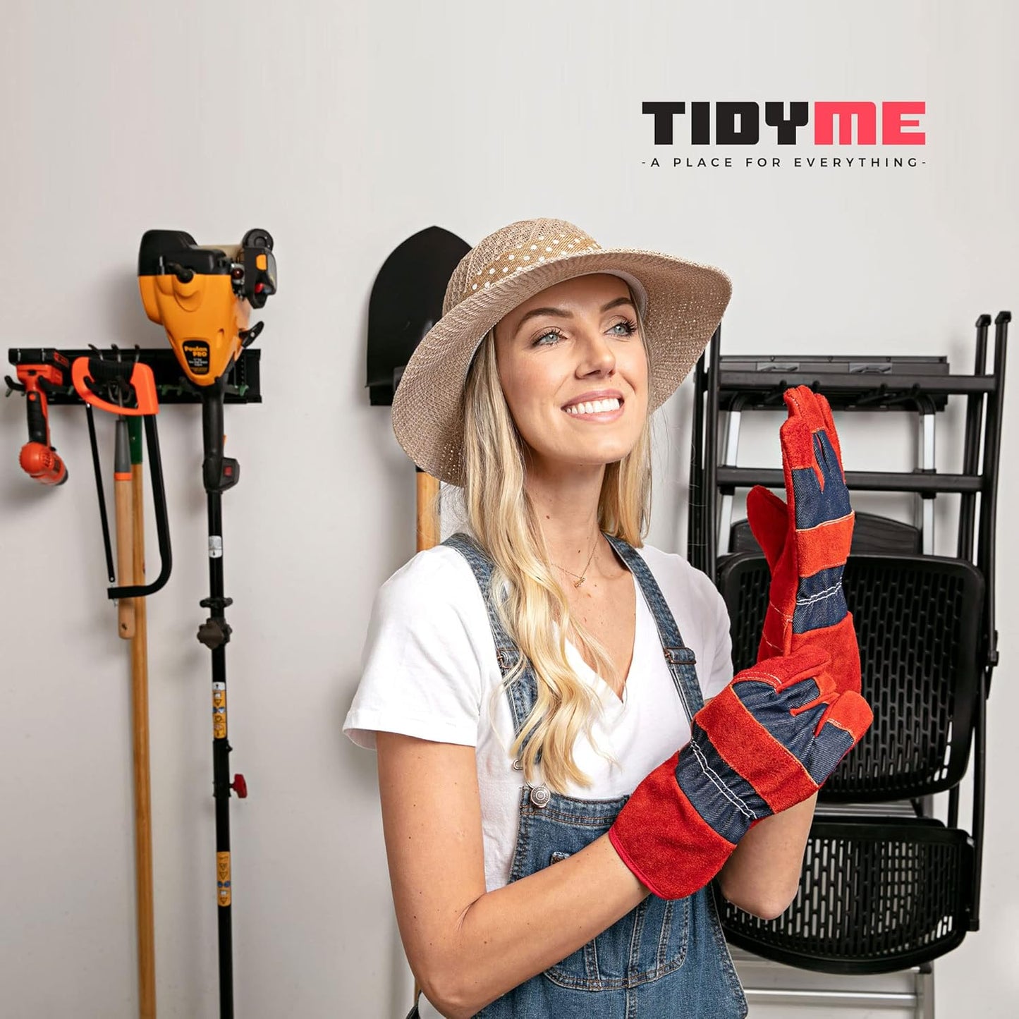 Garage Tool Organizer Wall Mount - 96 inches - Sturdy Storage Rack with Adjustable Hooks, Anti-Rust - Easy Installation, 600lbs Capacity - Garden Tool Organizer (06 Racks & 12 Hooks)