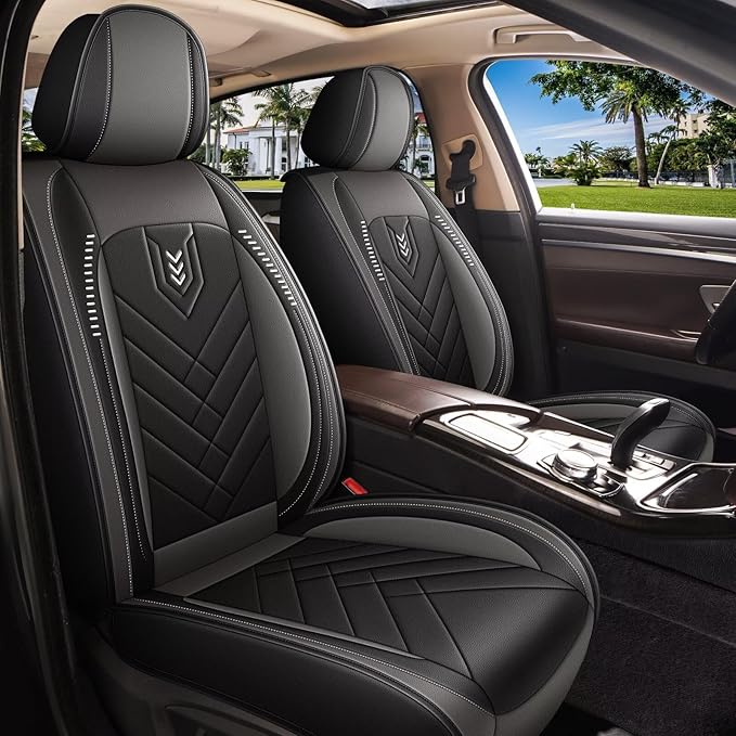 AOMSAZTO Car Seat Covers Fit for Kia Sportage 2009-2025 2026 Full Set Premium Seat Covers Waterproof Leather Automotive Seat Cushion Protector Compatible with Airbag(5 Seats,Grey)