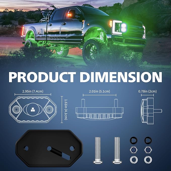4WDKING White LED Rock Lights, 2 Pods IP68 Waterproof Underbody Glow Trail Rig Lamp LED Neon Lights for Truck Off Road Truck Car Boat ATV SUV Motorcycle