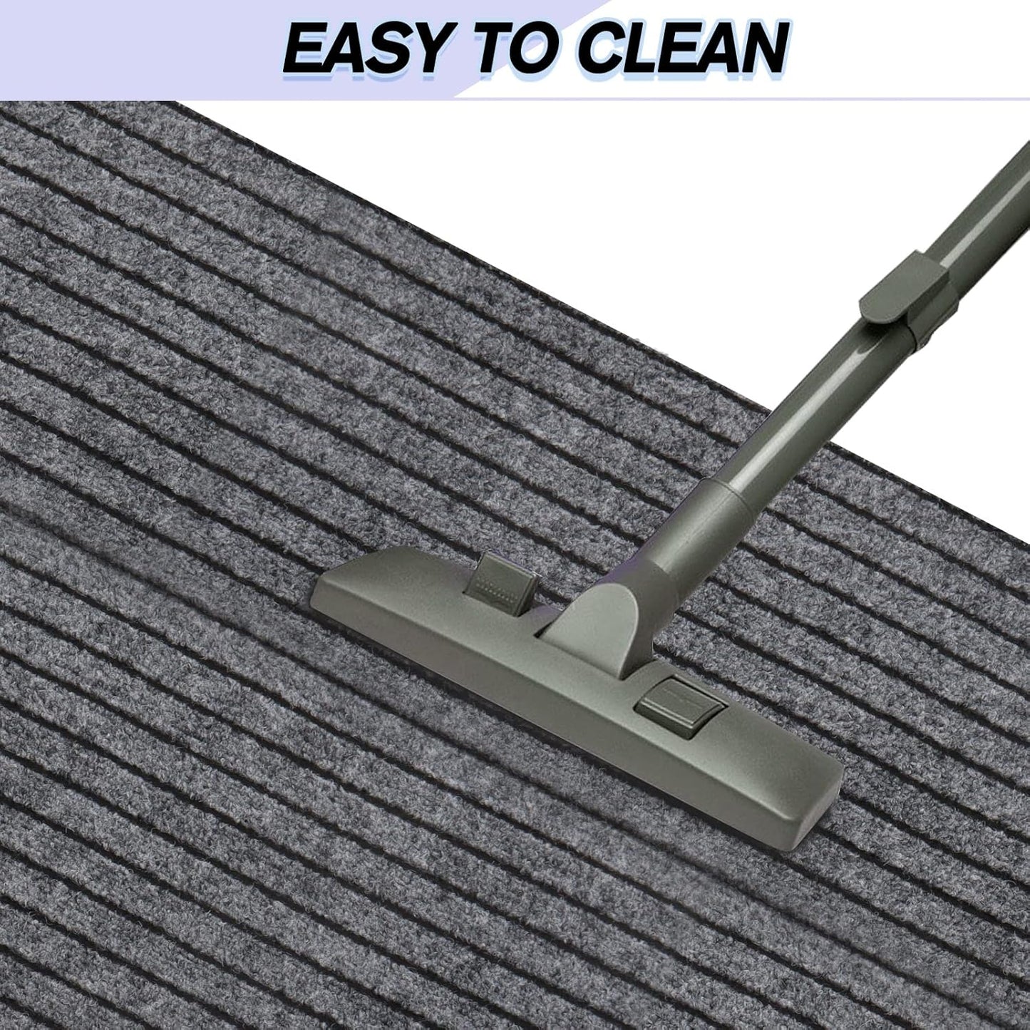 Custom Size Backed Non-Slip Area Rugs Runner, Easy Clean, Waterproof Runner Rugs for Hallway Entryway, Kitchen, Laundry, 2FT x 81FT, Gray Stripe