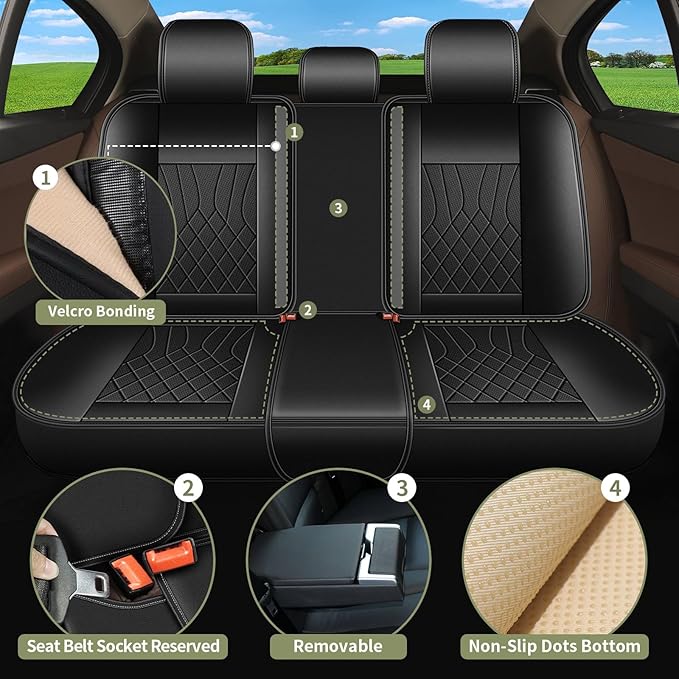 Full Set Car Seat Covers for Lexus NX 300/200t 2007-2025 2026: Breathable Perforated Leather Seat Cover (Black)