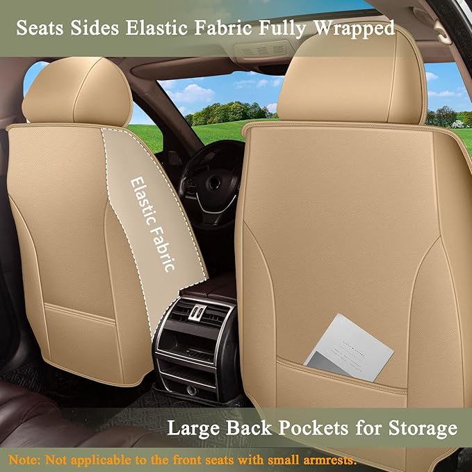 Breathable Car Seat Covers for Nissan Murano 2011-2025 2026, Front Seats, Perforated Leather, Seat Protector, Interior Trim for Nissan Murano Accessories (Beige&Brown)
