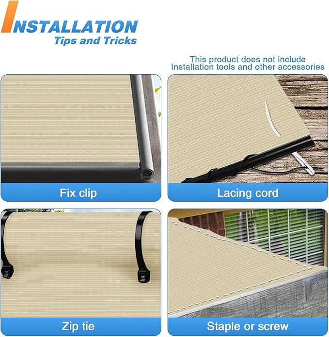 TANG Sun Shade Fabric Roll 8'x105' Shade Cloth for Garden Beige HDPE Mesh Shading Pergola Cover Replacement Canopy, 95% Blockage Sunshades for Outdoor Patio Backyard Plant