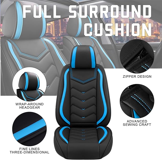 CTDS Car Seat Covers for Nissan Altima 2001-2026, Stylish Sport Seat Cover, Premium Nappa Leather Car Seat Cover. Automobile Seat Covers Sets.(Standard 5 Seats/Black Blue)