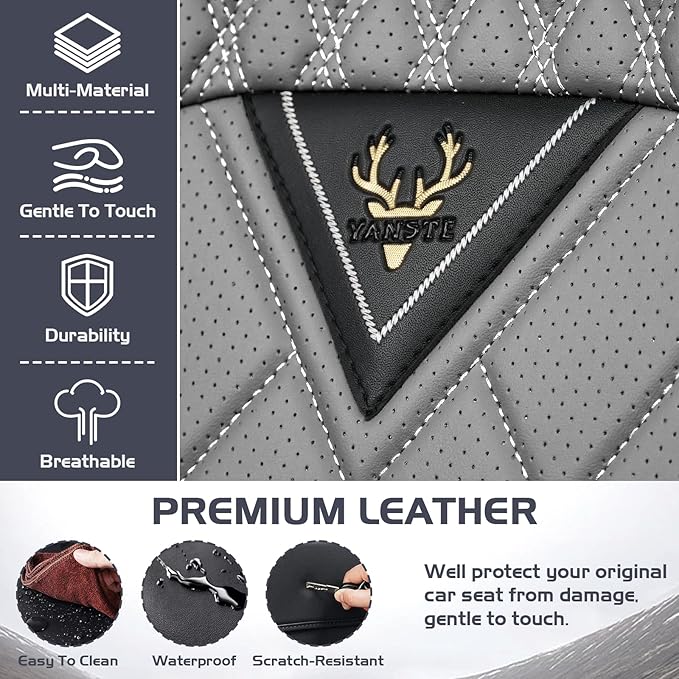 Truck Seat Covers for Toyota Tacoma 2006-2026, Waterproof Premium Leather Full Coverage Car Seat Cover, Muscle Sport Style Auto Interior Seat Cover Sets (Full Set/Black Gray)