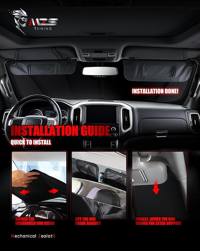 MZS Windshield Sun Shade Compatible with Bronco Sport 2021-2026, Foldable Car Front Window Sunshade with Storage Pouch, Sun Visor Shield Accessories for Interior Protector