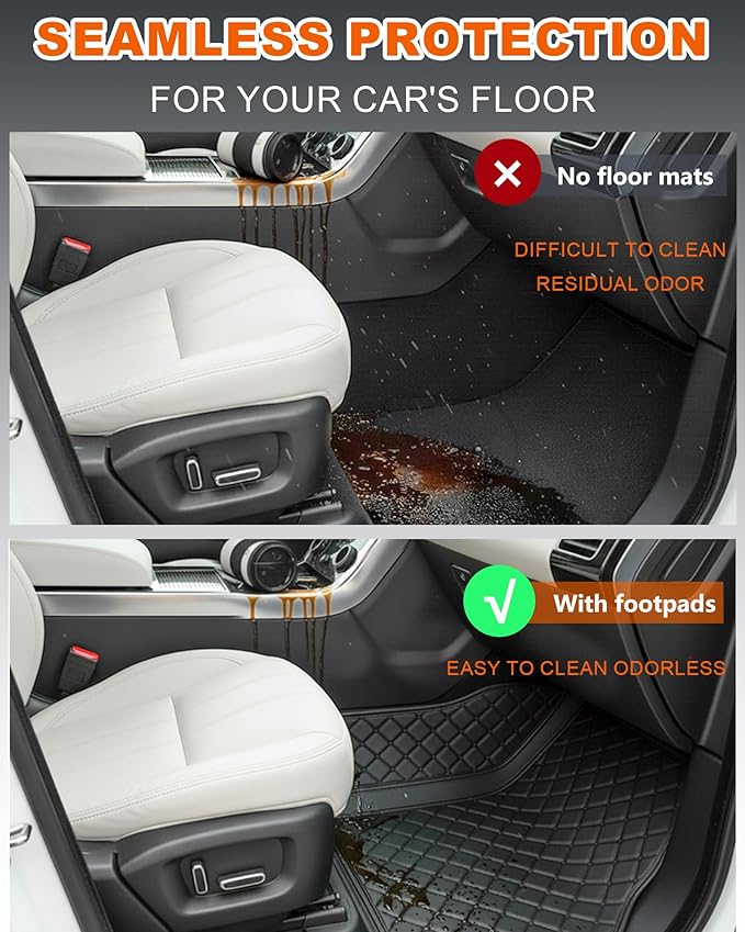 All-Weather car Floor MATS-Suitable for 99% of car Models,Leather car mat, offering Personalized Embroidery and Multiple Color Options,Provide Protection for car Rug (Red)