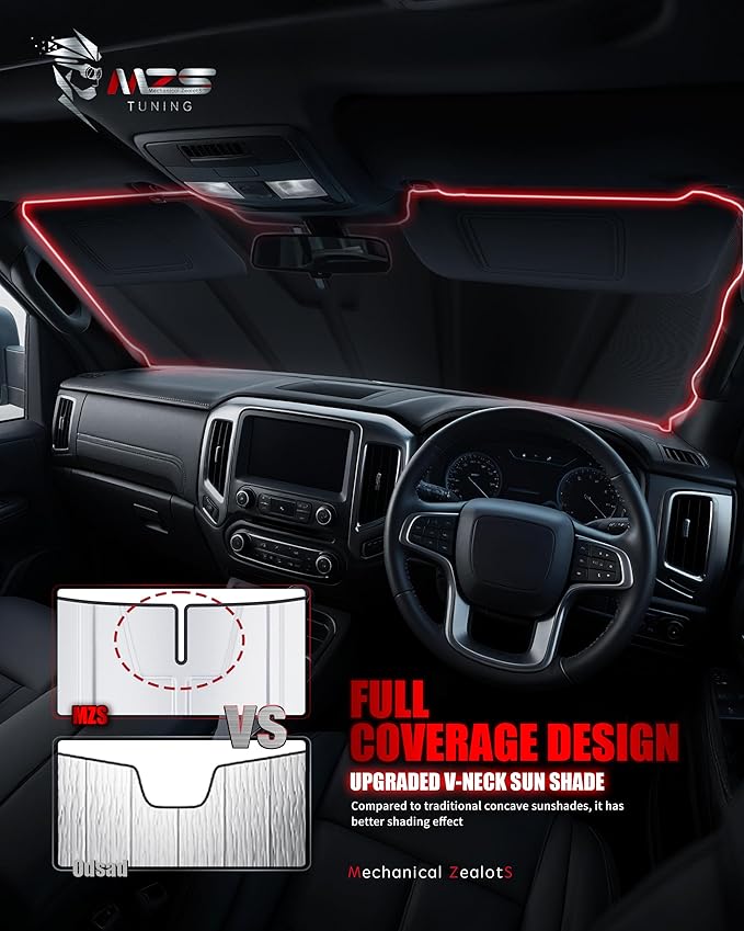 MZS Windshield Sun Shade Compatible with Bronco Sport 2021-2026, Foldable Car Front Window Sunshade with Storage Pouch, Sun Visor Shield Accessories for Interior Protector