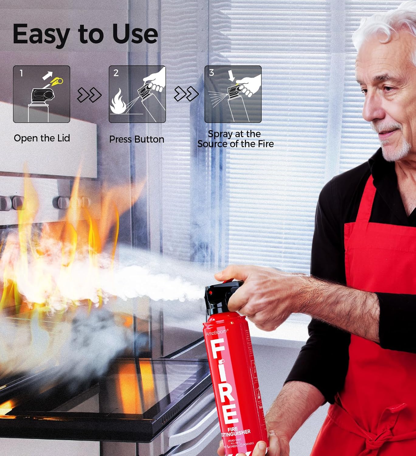 2-Pack Fire Extinguisher for Home, Kitchen, Car, and Grill with Mounting Bracket– Extinguishing Spray, Compact A, B, C, K – Eco-Friendly, Prevents Reignition.