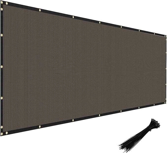 Windscreen4less Privacy Fence Screen Heavy Duty Windscreen Fencing Mesh Fabric Shade Net Cover with Brass Grommtes for Outdoor Wall Garden Yard Pool Deck, 8'x58' Brown
