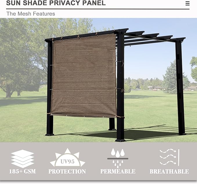 Alion Home Sun Shade Privacy Panel with Grommets and Hems on 4 Sides for Patio, Awning, Window, Pergola or Gazebo - Mocha Brown (8' x 14')