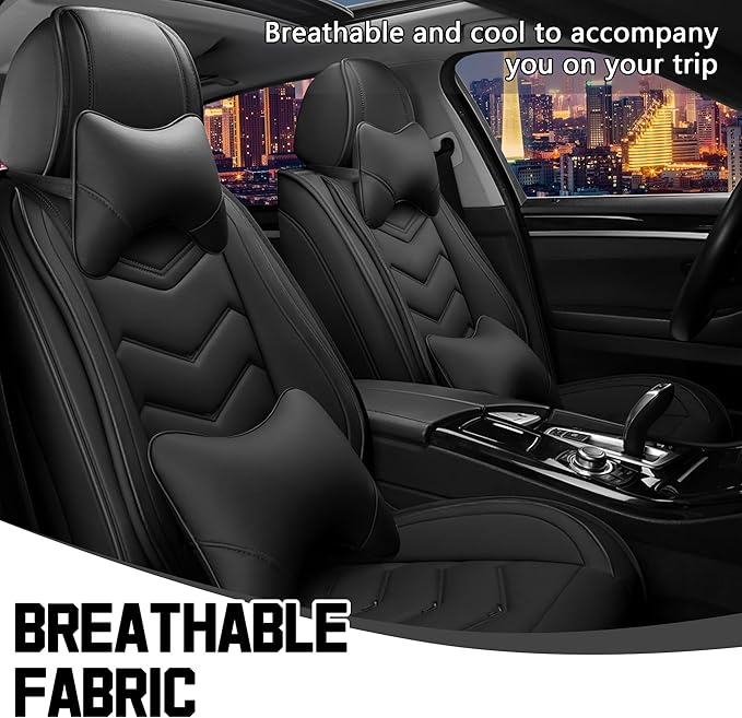 CTDS Car Seat Covers for Hyundai Kona 2018-2026, Stylish Sport Seat Cover, Premium Nappa Leather Car Seat Cover. Automobile Seat Covers Sets.(Luxury 2 Seats/Pure Black)