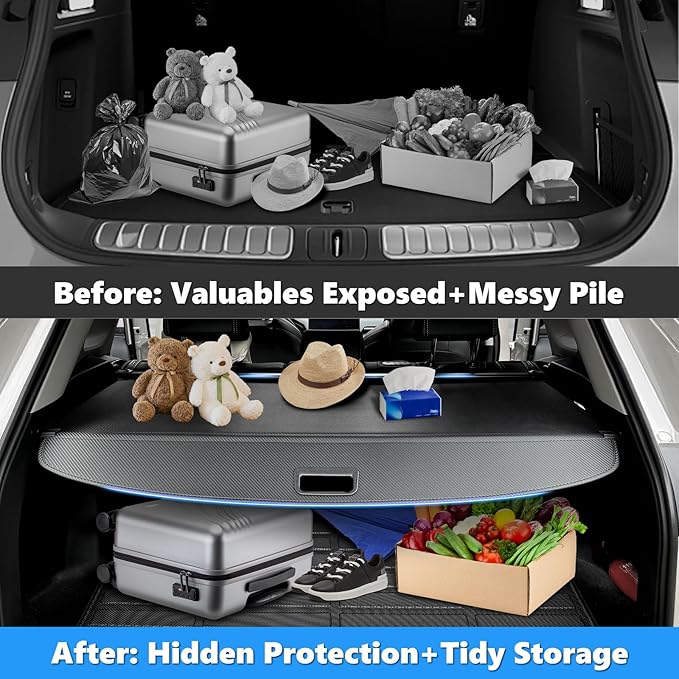 MIALUTY® Cargo Cover for 2015-2025 Ford Edge Retractable Trunk Cover Edge Accessories Anti-Peeping Anti-Theft Privacy Screen,Trunk Luggage Shield Shade Carbon Fiber Texture