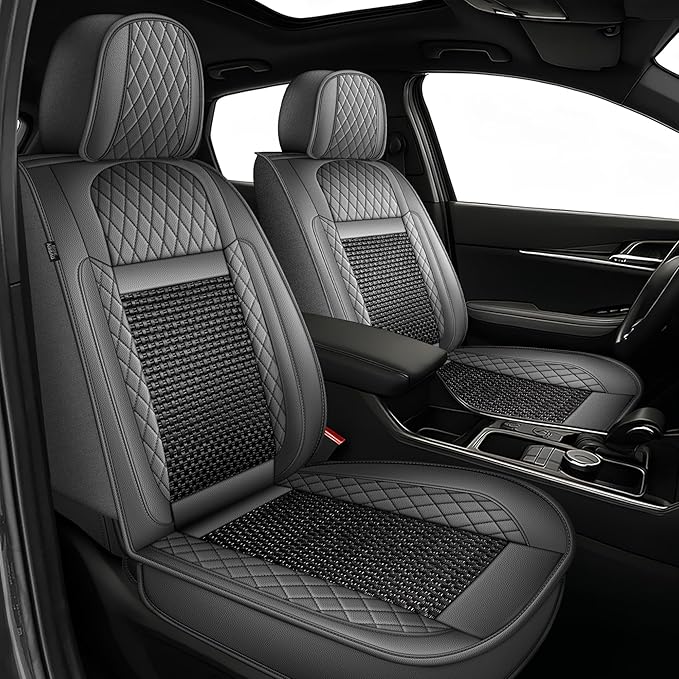TTX LIGHTING for Toyota 4Runner 2003-2026 Car Seat Covers, Breathable Ice Silk & Leather Seat Protector, Cool & Anti-Sweat for Long Driving, Airbag Compatible, 5 Seats Full Set (Black&Gray)