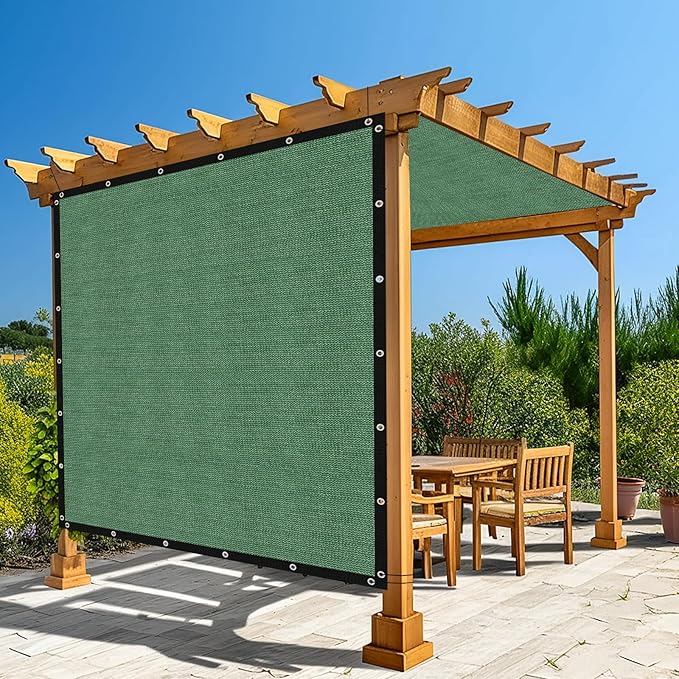 Amagenix 90% Pergola Shade Cover 12' X 12' Sun Shade Cloth with Grommets for Outdoor Garden Patio Porch, Commercial Grade 200 GSM - Cable Zip Ties Included (We Customized) GN108, Green