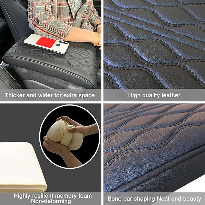 Car Center Console Cover for Ford Edge Sport 2011-2014, Universal Memory Foam Leather Comfortable Soft Armrest Box Pad Cushion Protector Accessories Easy to Clean,Gray