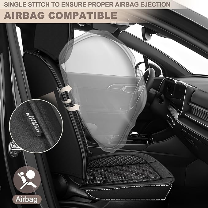TTX LIGHTING for Nissan Rogue 2009-2026 Car Seat Covers, Breathable Ice Silk & Leather Seat Protector, Cool & Anti-Sweat for Long Driving, Airbag Compatible, 5 Seats Full Set (Black)