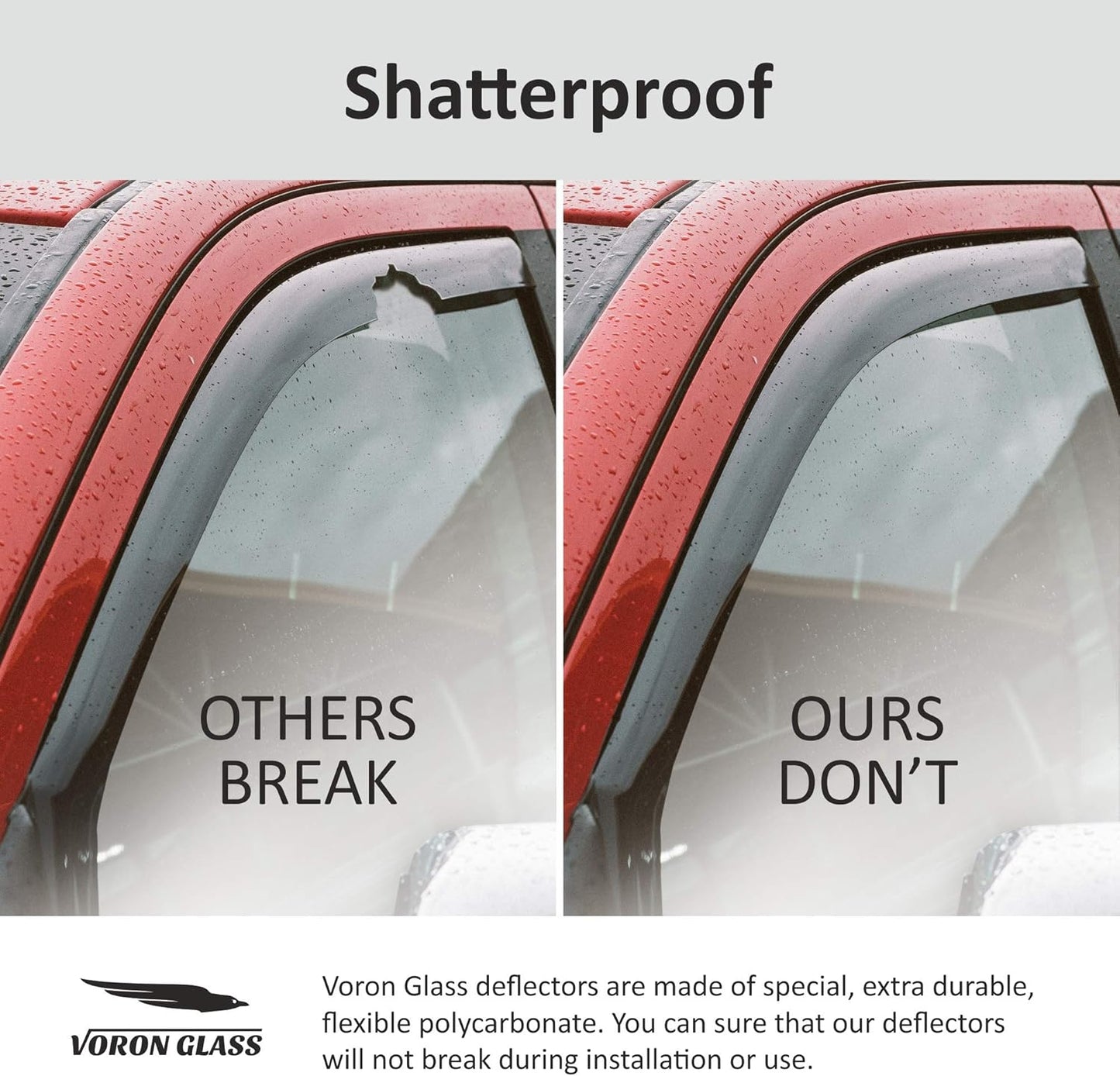 Voron Glass in-Channel Extra Durable Rain Guards for Jeep Compass 2017-2025, Window Deflectors, Vent Window Visors, 4 Pieces - 200669