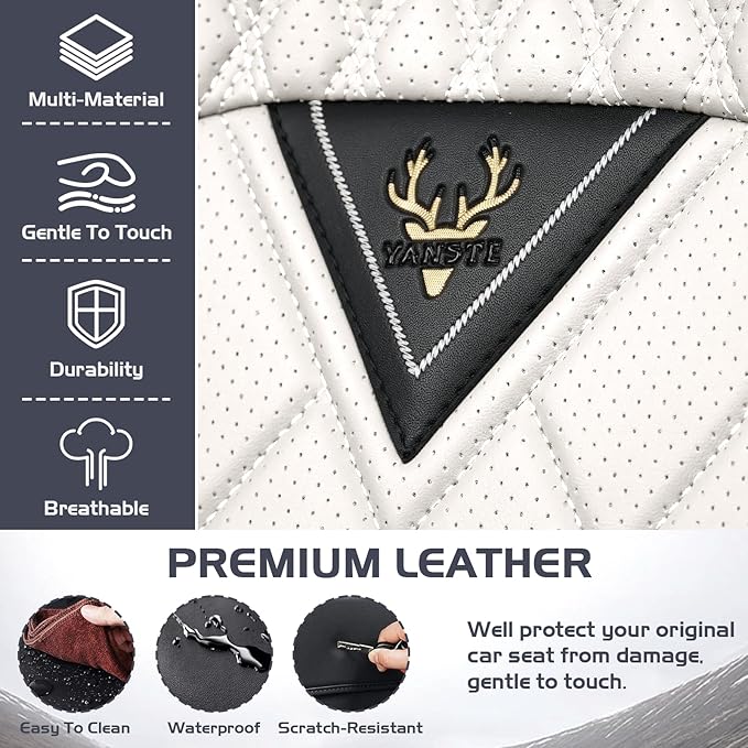 Truck Seat Covers for Ram 2500 2009-2026, Waterproof Premium Leather Full Coverage Car Seat Cover, Muscle Sport Style Auto Interior Seat Cover Sets (Front Set/Black White)