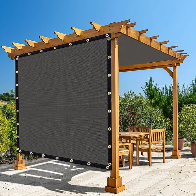 Amagenix 90% Pergola Shade Cover 13'X 22' Dark Gray Sun Shade Cloth with Grommets for Outdoor Garden Patio Porch-Commercial Grade 200 GSM-Cable Zip Ties Included (We Customized)