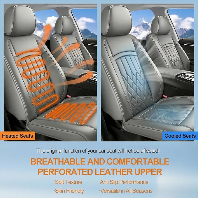 Fit TSX Car Seat Covers for Acura TSX 2003-2014 - Premium Leather, Waterproof, All-Weather, Airbag Compatible, Breathable, Easy Install, Seat Protectors, Only 2 Front seat Covers, Gray